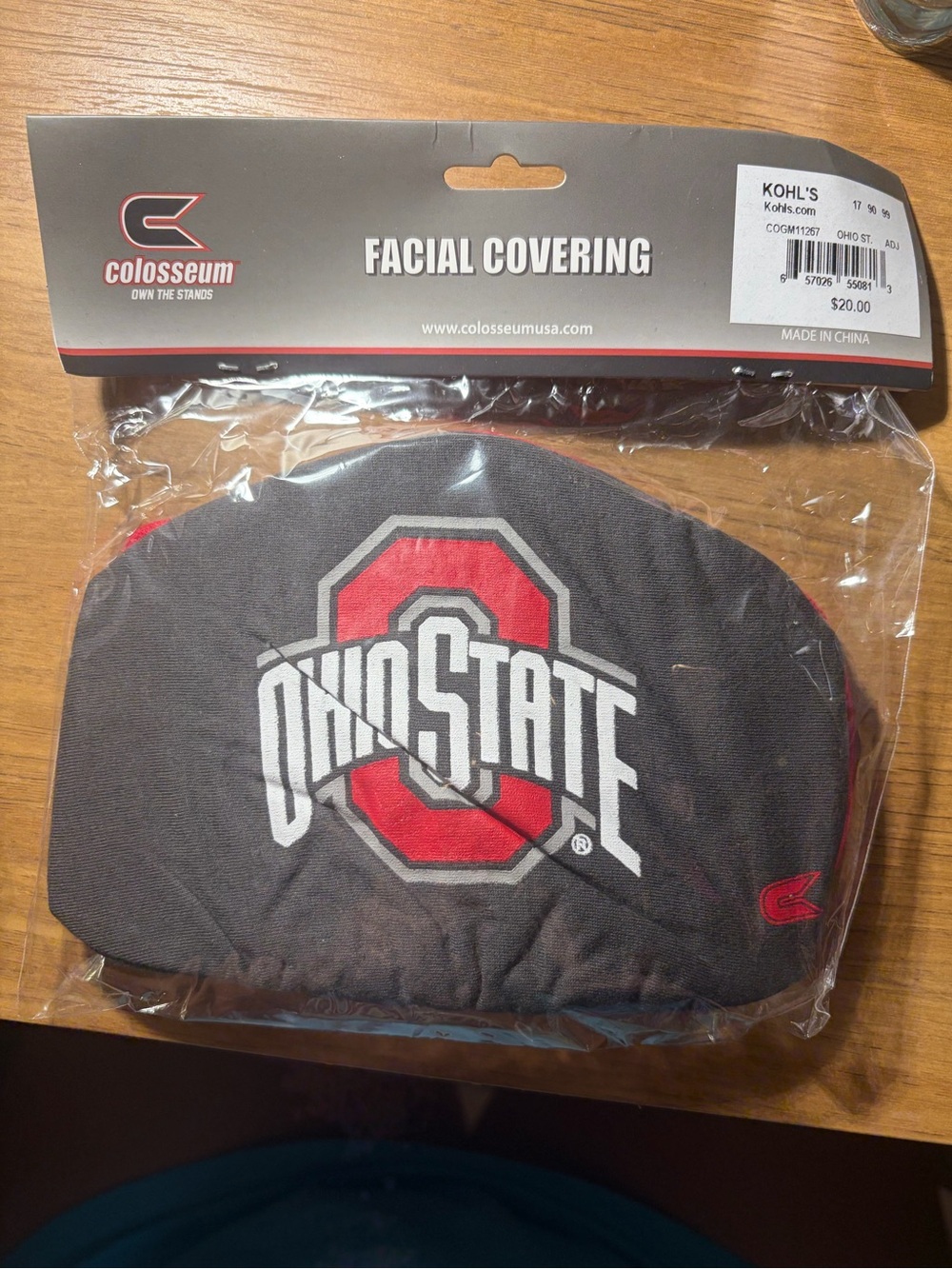 Colosseum Ohio State Gray & Red Face Masks 2 pack
